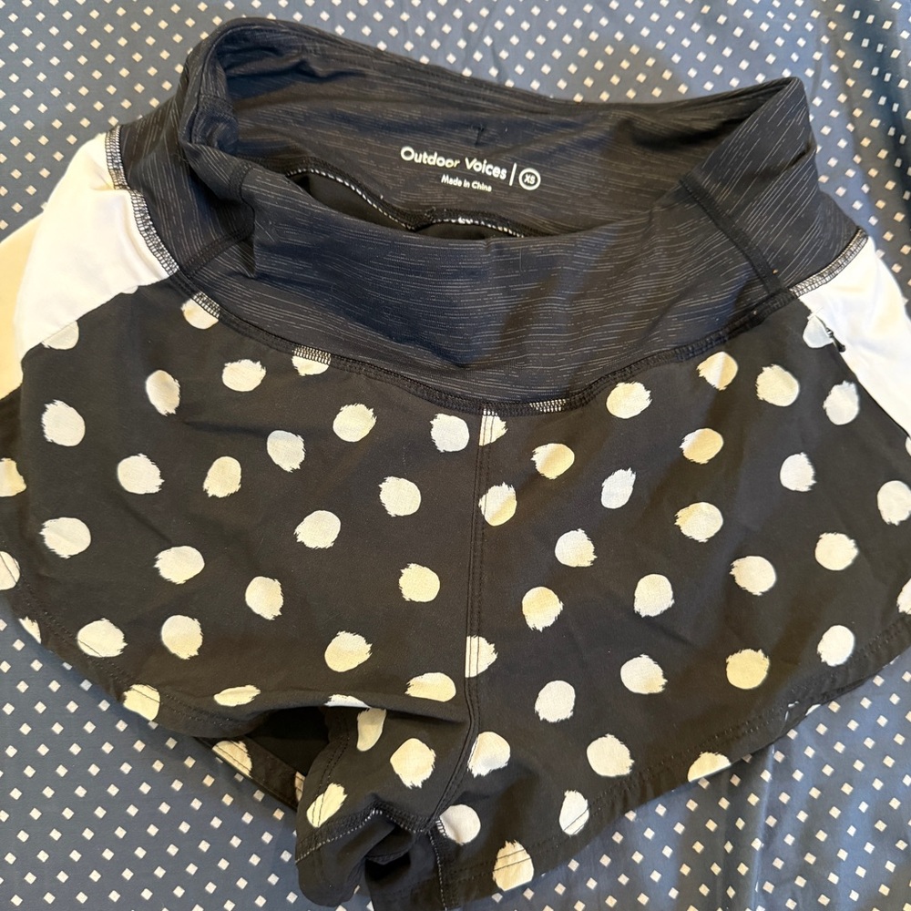 Outdoor Voices Black Shorts with White Dots